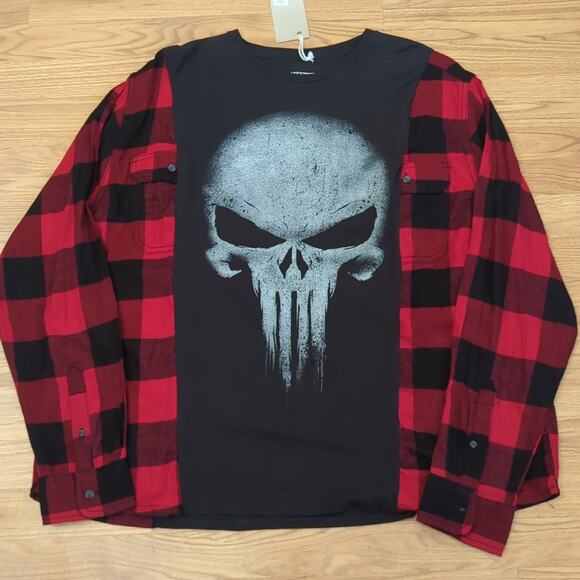 Punisher Flannel shirt / sweatshirt oversized style  XL - Picture 3 of 7